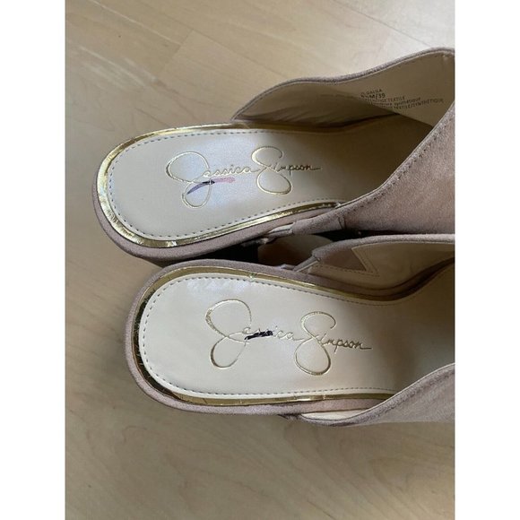 Jessica Simpson BNWOT "Dalia" platform mule clog women NEW studded beige - Picture 7 of 10
